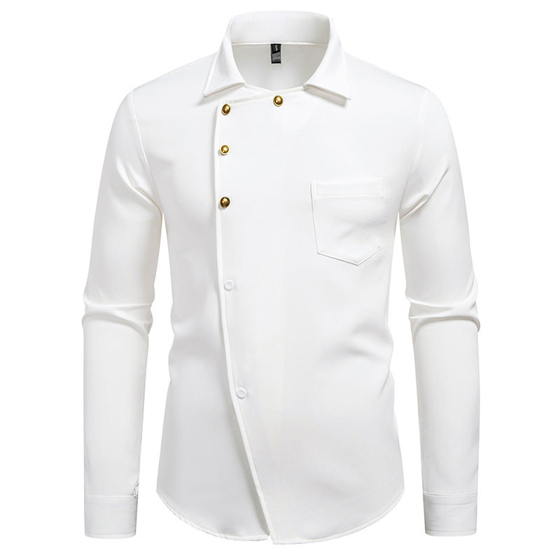 Herren elegantes Hemd mit asymmetrischem Knopfdesign Echoarchiv