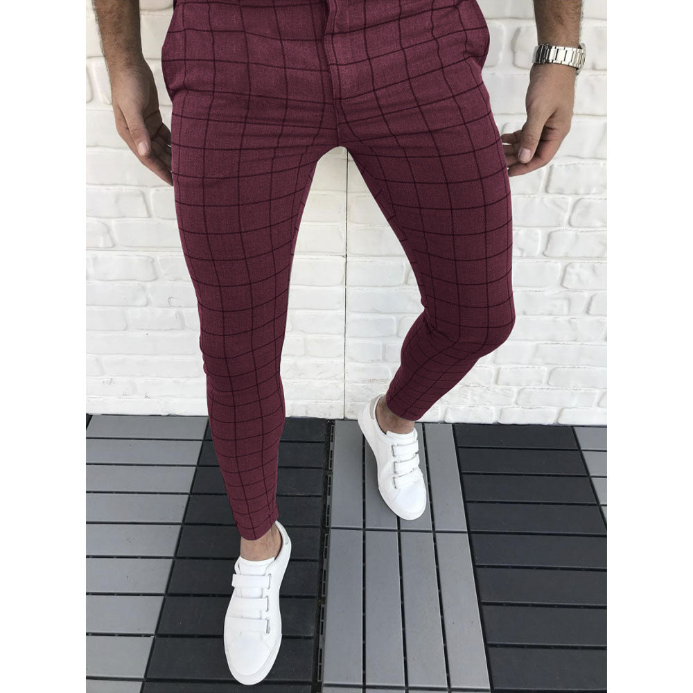Herren Karierte Anzughose im Slim Fit Stil Echoarchiv