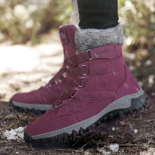 Damen Gefütterte Winter‑Trekkingstiefel mit Kunstfellkragen, schnürsystem und griffiger Offroad‑Profilsohle Echo Archiv