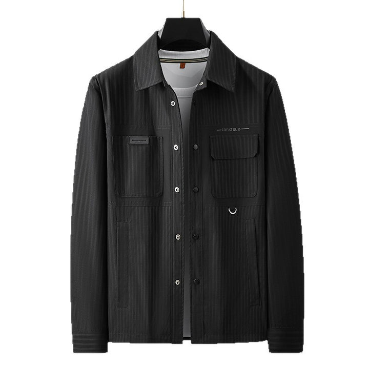 Herren Utility-Overshirt mit feiner Nadelstreifenstruktur, Brusttaschen und D‑Ring Echo Archiv
