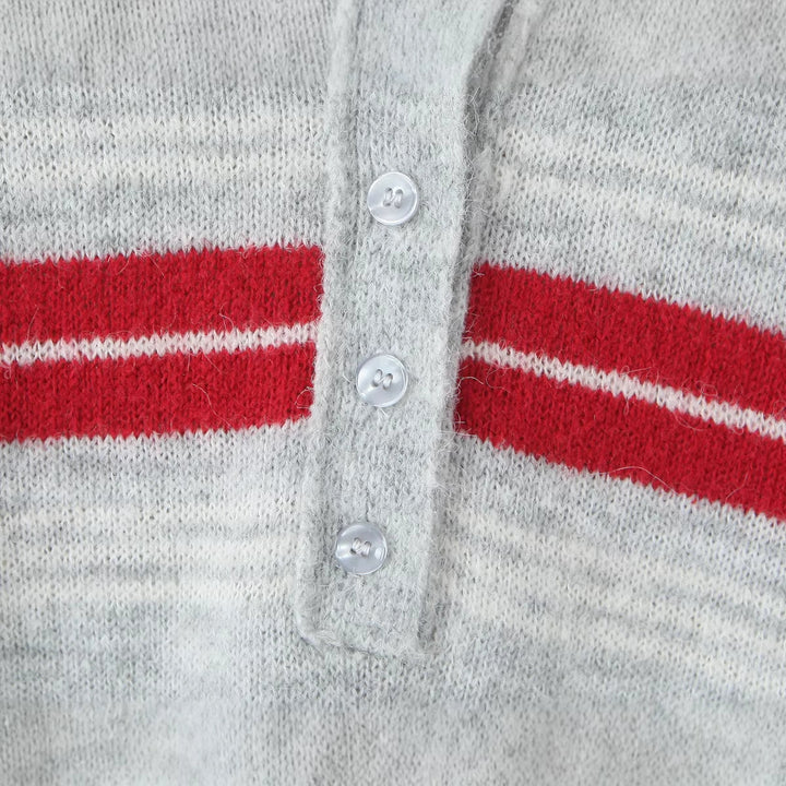 Damen Gestreifter Polokragen-Strickpullover im Oversize-Look Echoarchiv
