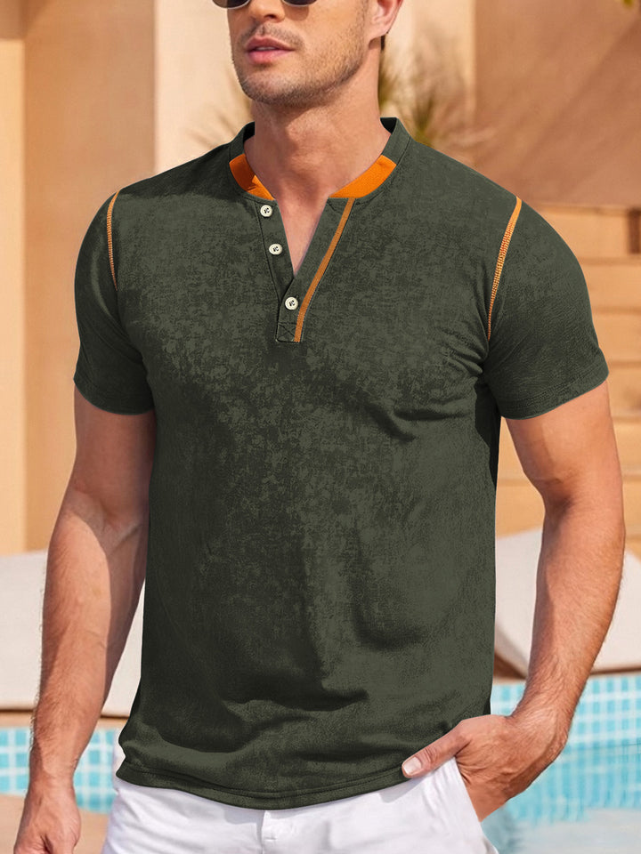 Herren Kurzarm-Polohemd mit stylischen Knöpfen und innovativem Kragen Echoarchiv
