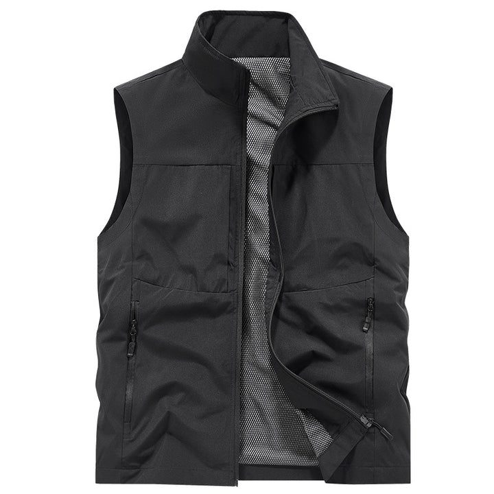 Herren Leichte Softshell-Outdoorweste mit Mesh‑Futter, Reißverschlusstaschen und Stehkragen – Marzano