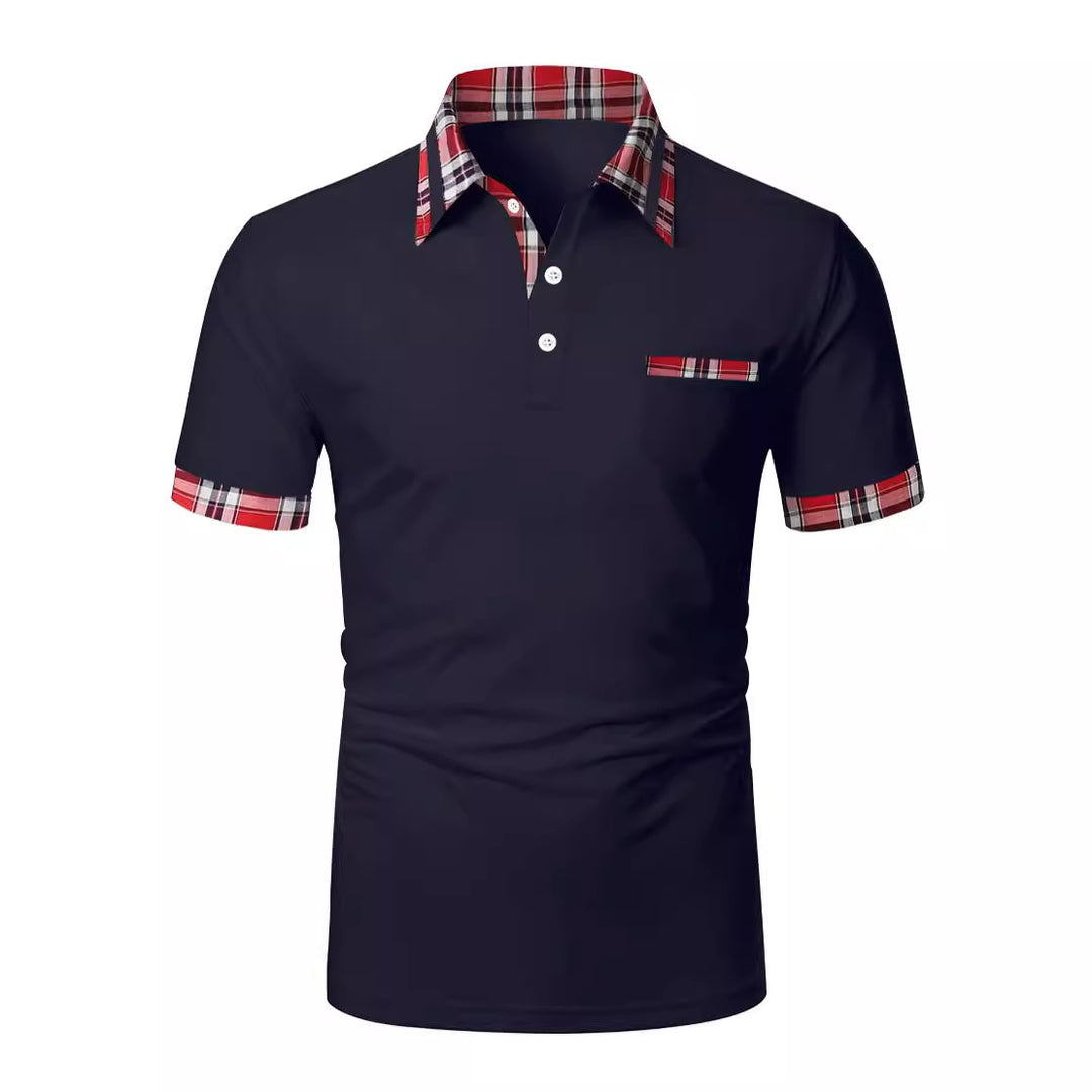 Herren Poloshirt mit modernem Karodetail und praktischer Brusttasche Echoarchiv