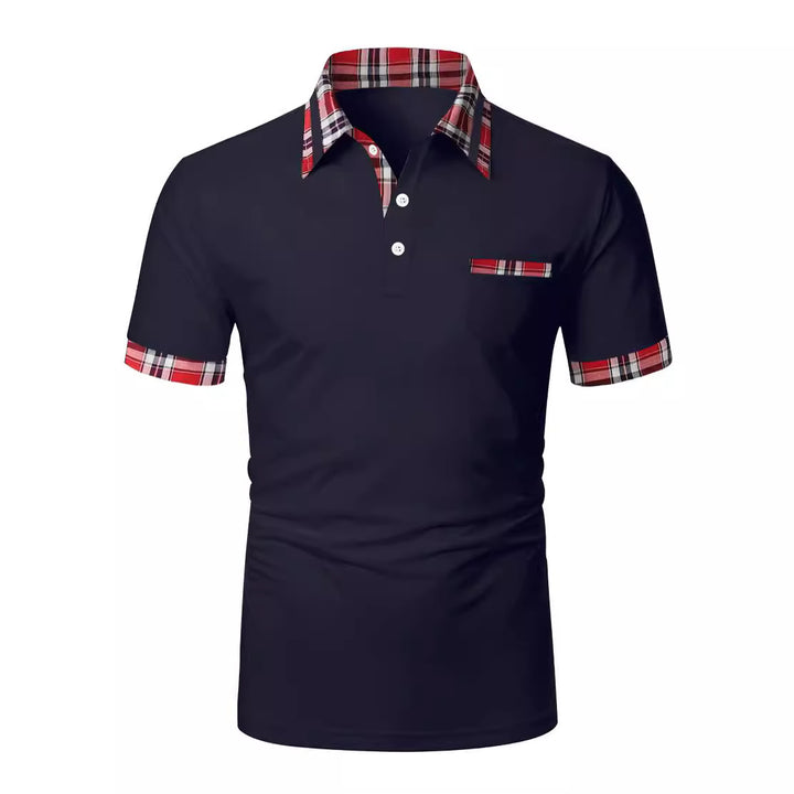 Herren Poloshirt mit modernem Karodetail und praktischer Brusttasche Echoarchiv