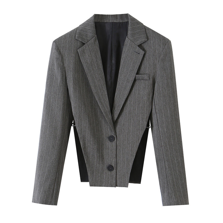 Damen Taillierter Cropped‑Blazer mit Seiteneinsätzen und Nadelstreifen Echo Archiv