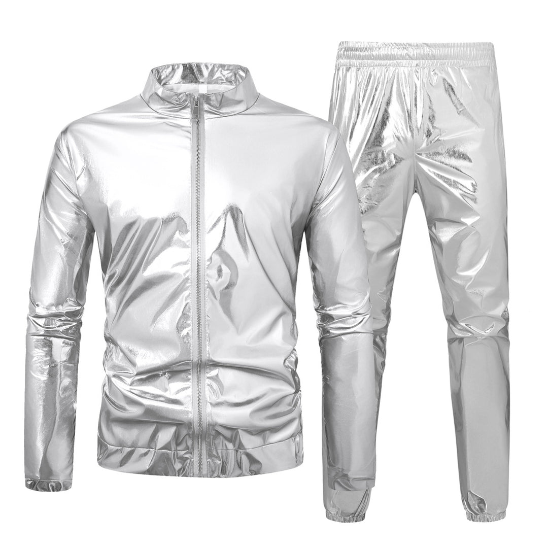 Herren nan Bomberjacke mit durchgehendem Reißverschluss, reflektierendem Metallic-Finish und elastischen Bündchen Echo Archiv
