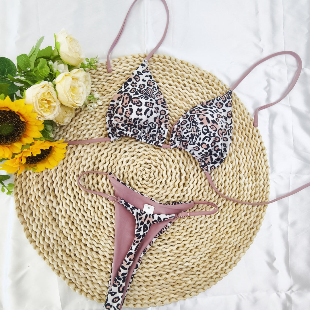 Damen Triangel-Bikini-Set mit fröhlichem Kirschmuster und verstellbaren Trägern Echo Archiv