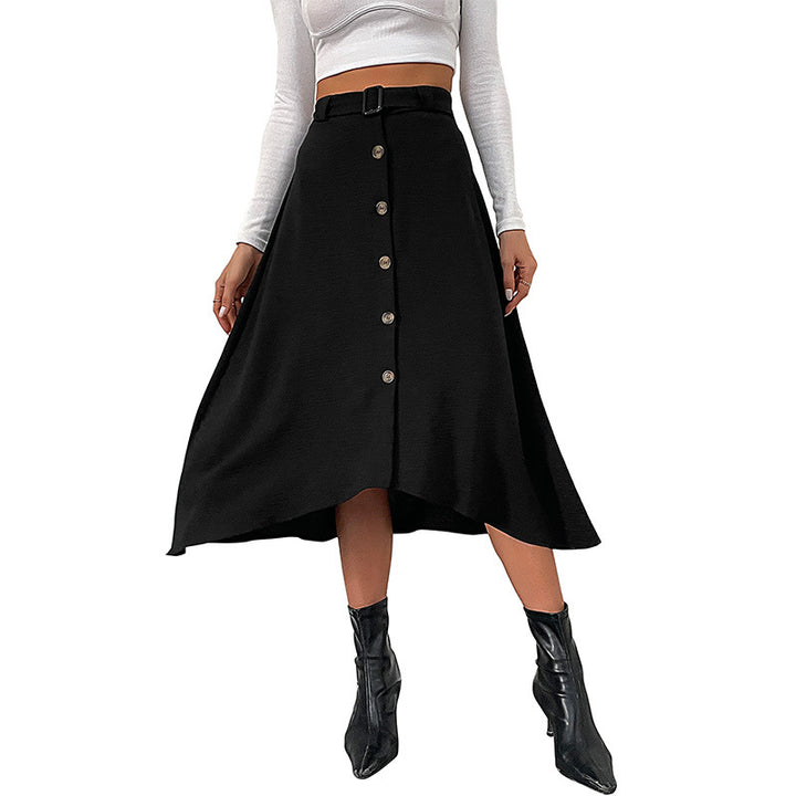 Damen Midirock mit durchgehender Zierknopfleiste, Gürtelbund und leicht ausgestellter A‑Linien‑Silhouette Echoarchiv
