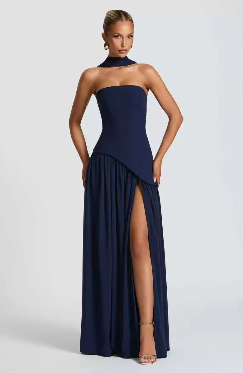 Damen Maxikleid mit figurbetontem Oberteil und schwingendem Rock Echoarchiv