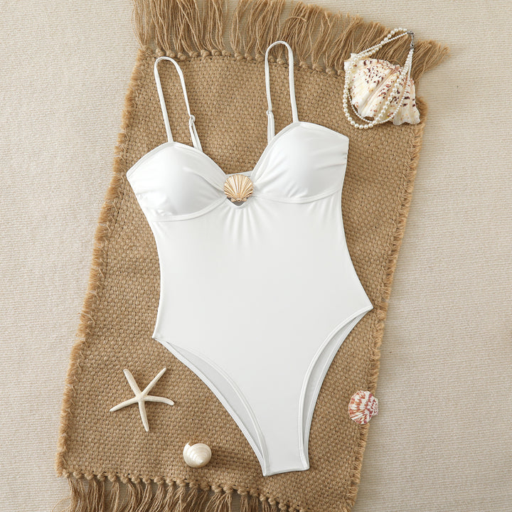 Damen Eleganter Badeanzug mit Muschel-Detail Echo Archiv
