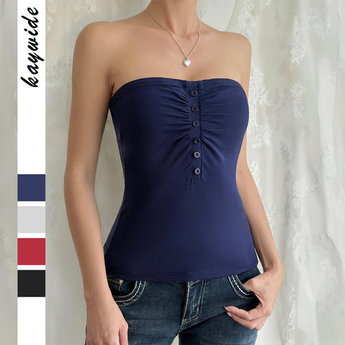 Damen Trägershirt mit Rüschendetails und Knopfverschluss Echo Archiv