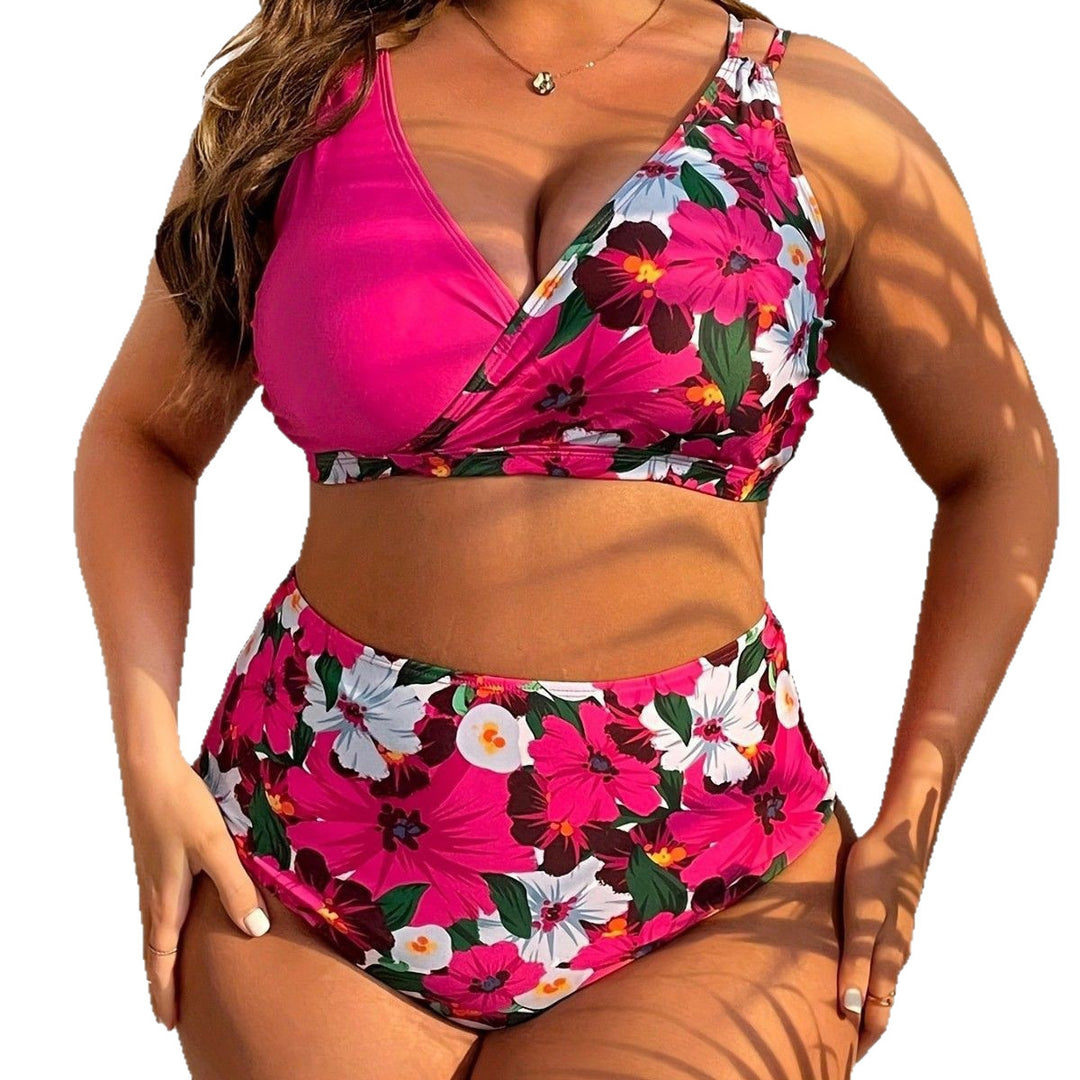 Damen Hochgeschnittener Bikini mit Wickeldesign und floralem Muster Echo Archiv