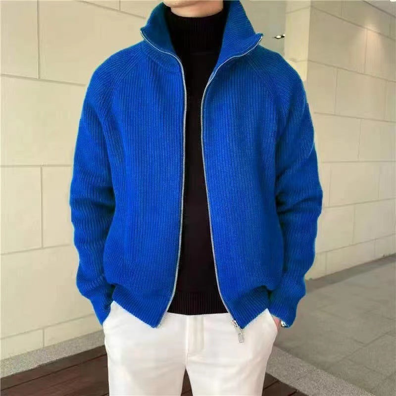 Herren hochwertige Strickjacke mit hohem Kragen und praktischen Reißverschluss Echoarchiv