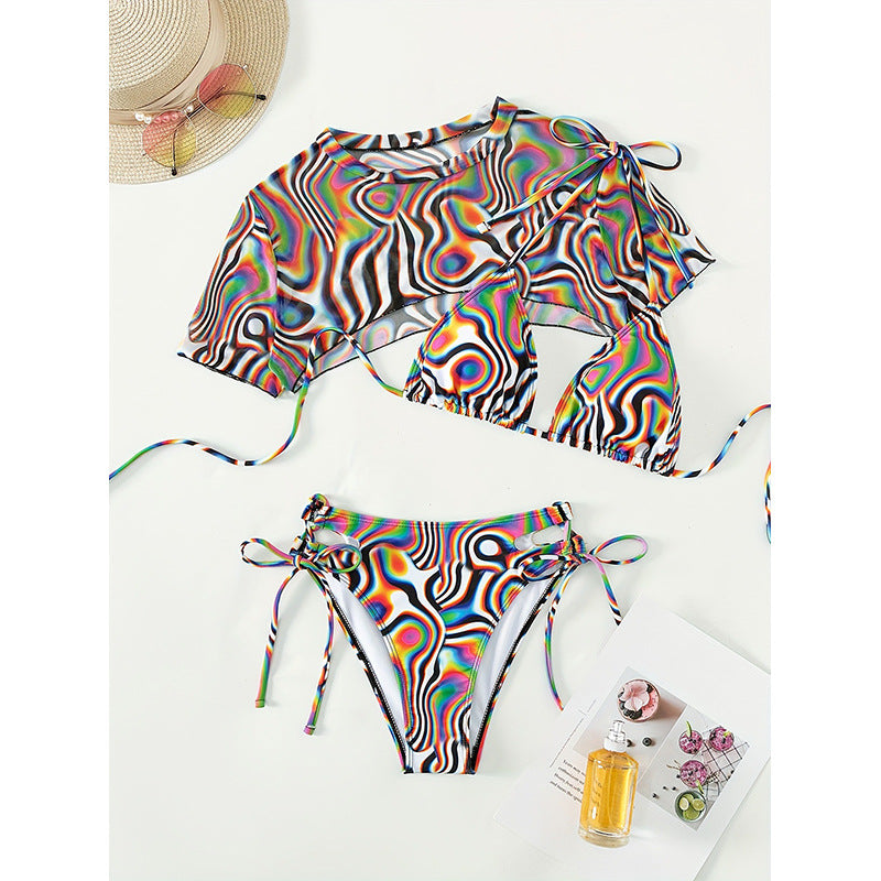 Damen Bikini-Set mit transparentem Oberteil und verstellbaren Trägern Echo Archiv