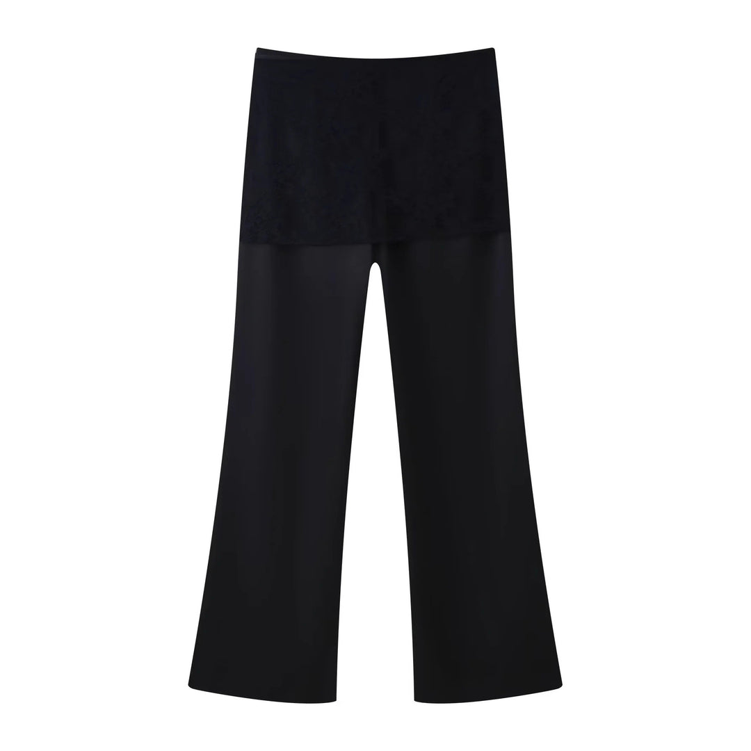 Damen Wickel-Palazzohose mit integriertem Rocklayer, hohem Bund und weitem Bein – Avélisse