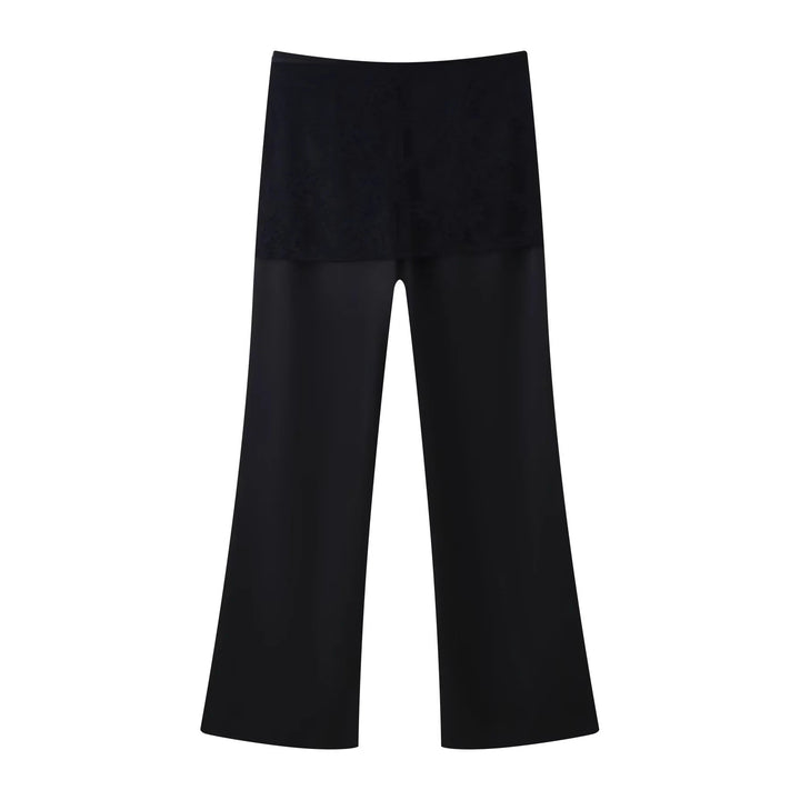 Damen Wickel-Palazzohose mit integriertem Rocklayer, hohem Bund und weitem Bein – Avélisse