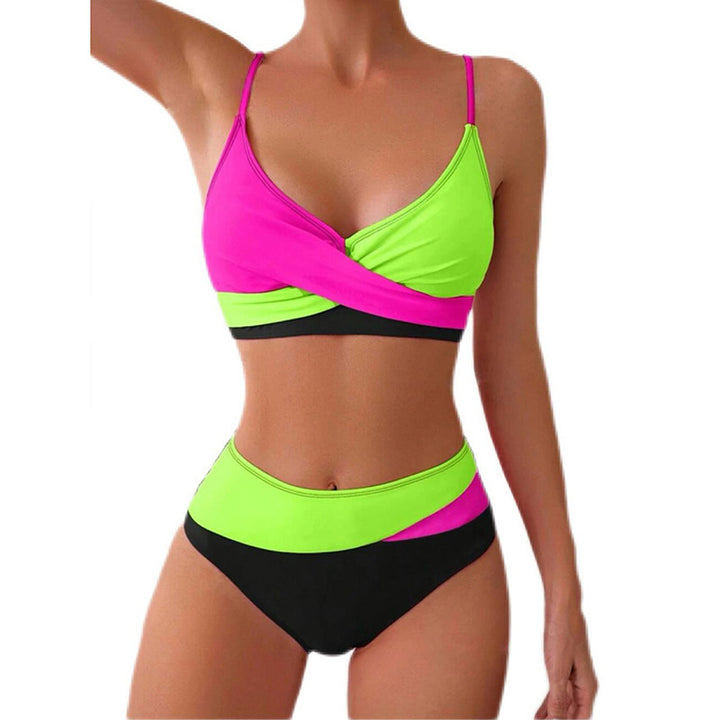 Damen Hoch tailliertes Bikini-Set mit modischem Wickeloberteil Echo Archiv