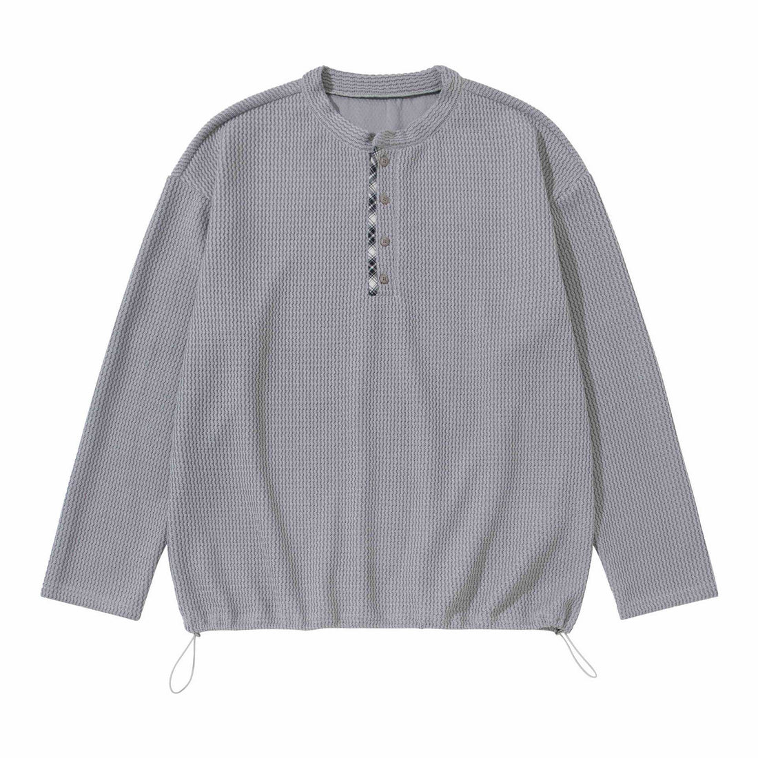 Unisex Waffelstrick-Henleypullover mit Tunnelzugsaum Echoarchiv