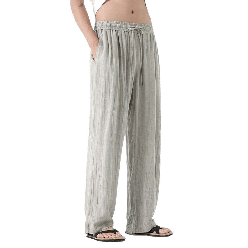 Herren nan weite Leinenhose mit verstellbarem Tunnelzugbund, lässiger Bundfaltenoptik und seitlichen Eingrifftaschen Echo Archiv
