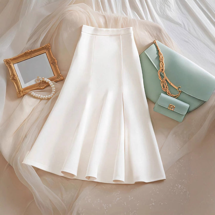 Damen Eleganter Midirock mit Knopfdetails und schwingendem Saum Echo Archiv