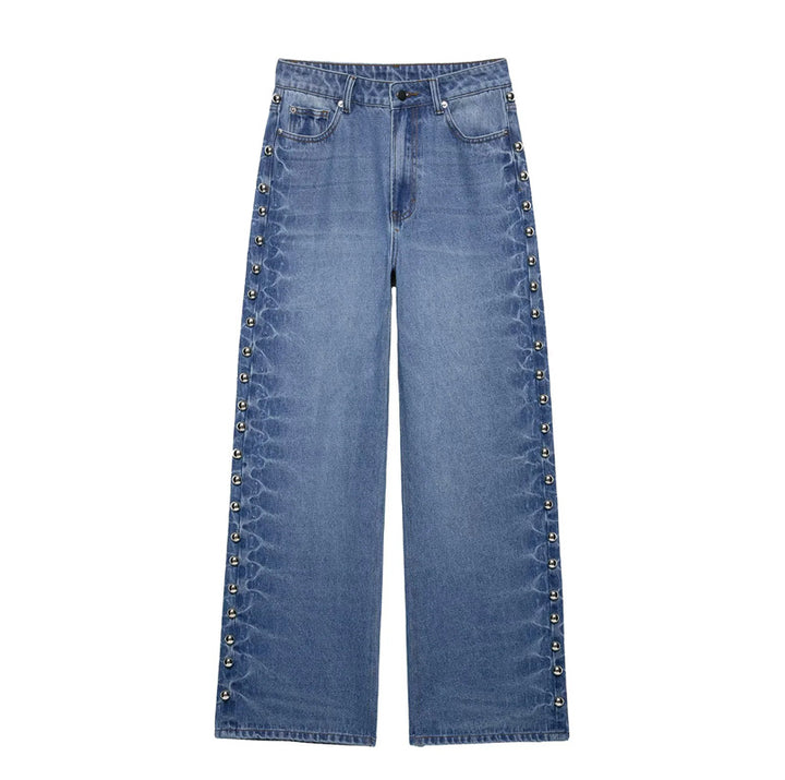 Damen nan weite Highwaist Jeanshose mit Metallösen und seitlicher Schnürung Echo Archiv