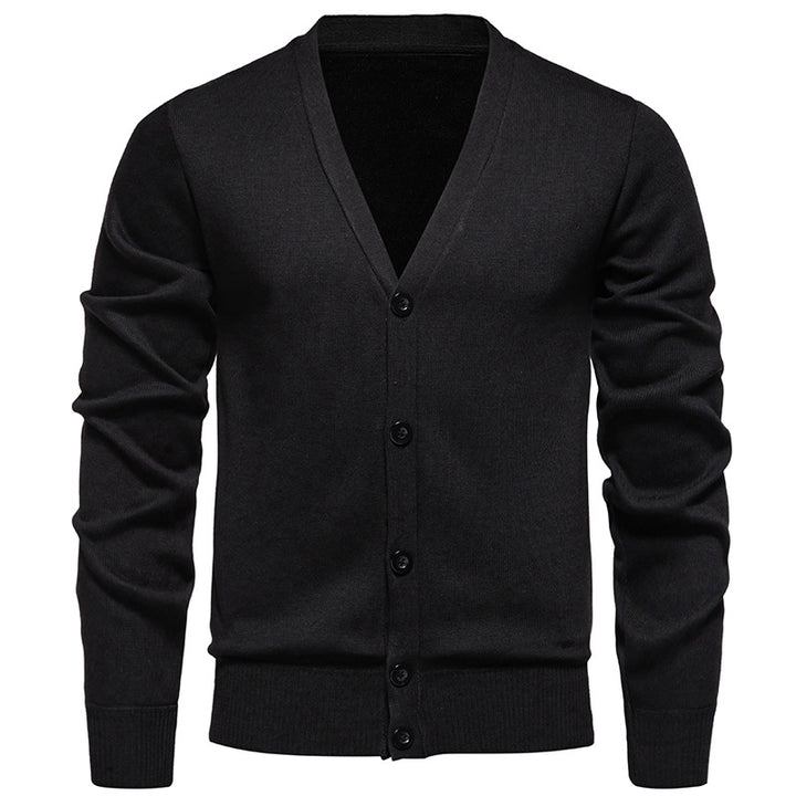 Herren nan leichte Feinstrick-Strickjacke mit V-Ausschnitt, verdeckter Knopfleiste und elastischem Rippbündchen Echo Archiv