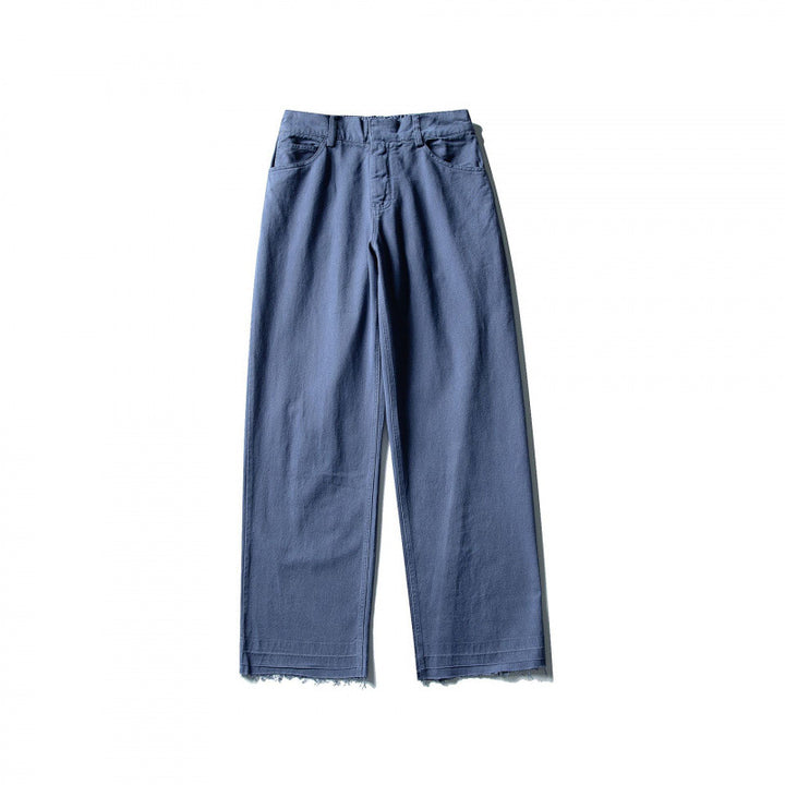 Damen Weite High-Waist Jeanshose mit geradem Bein und rohem Saum Echo Archiv