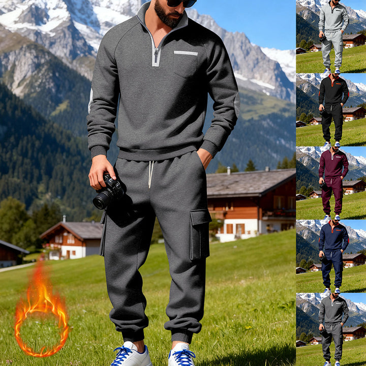 Herren Sportlicher Freizeitanzug mit halbem Reißverschluss und praktischen Taschen Echoarchiv