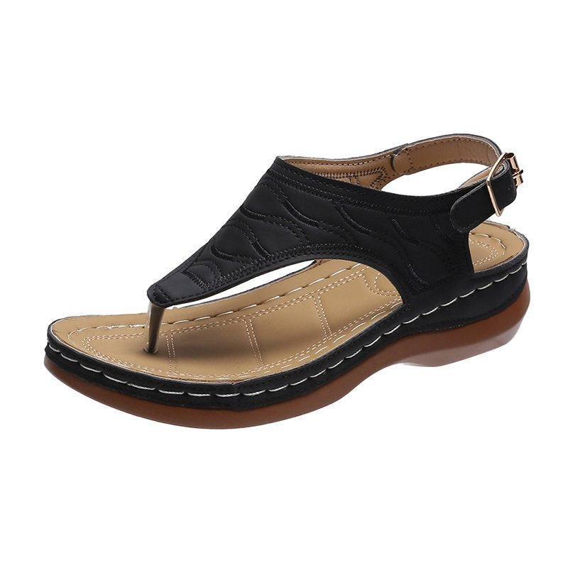 Damen nan Zehenring-Sandale mit viskoelastischem Komfortfußbett, verstellbarer Fersenlasche und handgestepptem Randdetail Echo Archiv