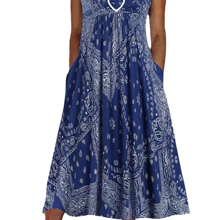 Damen nan Boho-Midikleid mit Paisley-Print, Empire-Schnitt und Seitentaschen Echo Archiv
