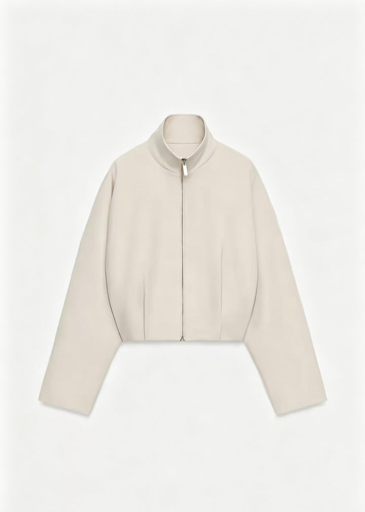 Damen Kurze Boxy-Jacke mit Stehkragen und sichtbarem Metallreißverschluss Echo Archiv