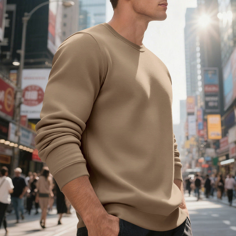 Herren lässiger Rundhals-Sweatshirt aus hochwertigem Baumwollmix mit strukturiertem Material Echoarchiv