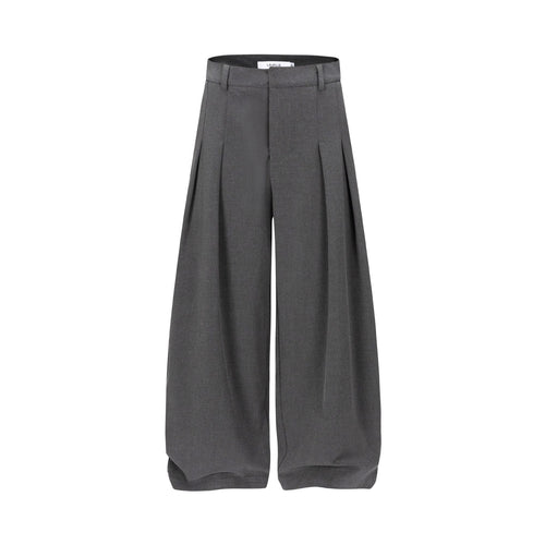 Damen Hochtaillierte weite Plissee-Hose mit Bügelfalte und Gürtelschlaufen Echoarchiv