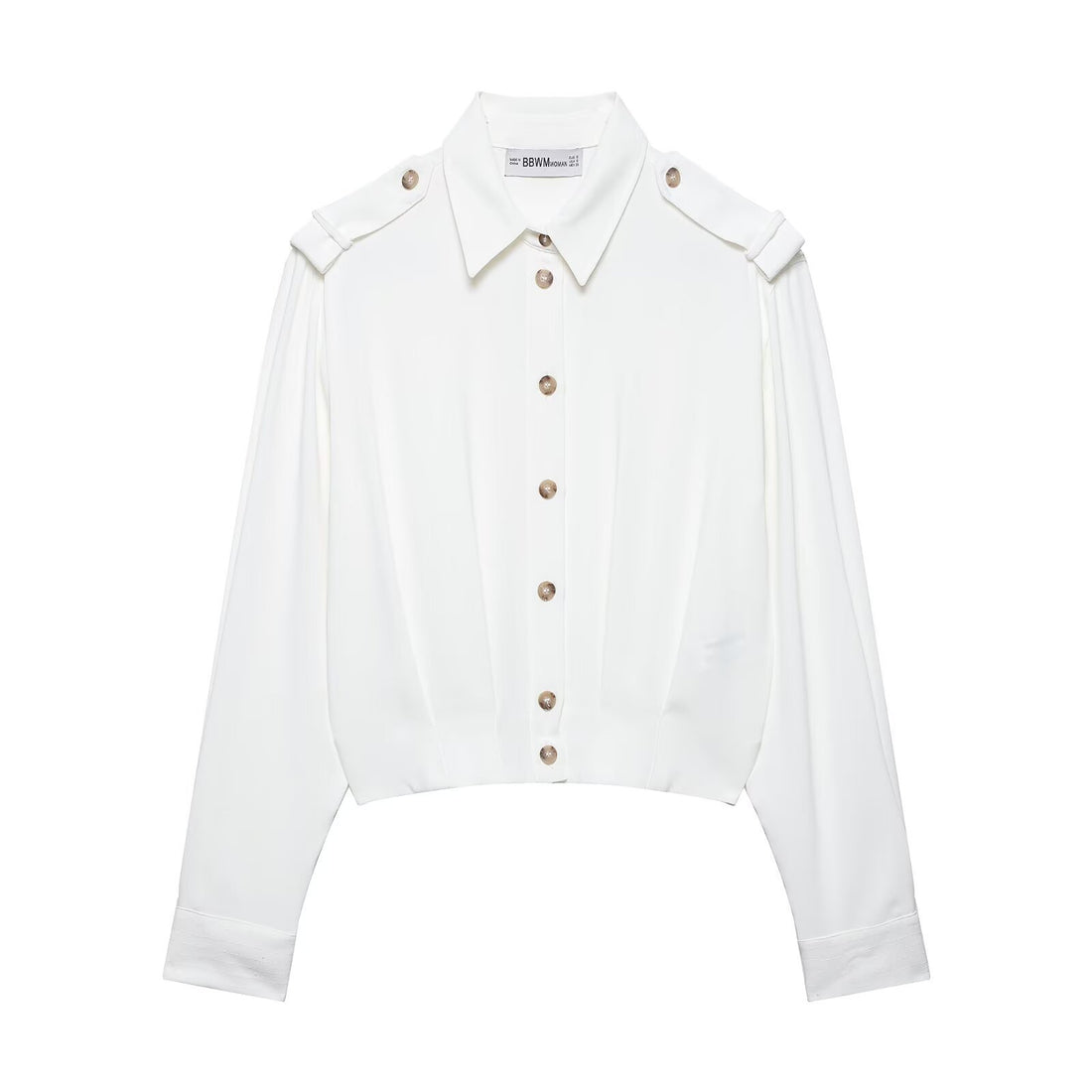 Damen Cropped-Hemdbluse mit dekorativen Epauletten und taillierter Korsettoptik Echoarchiv