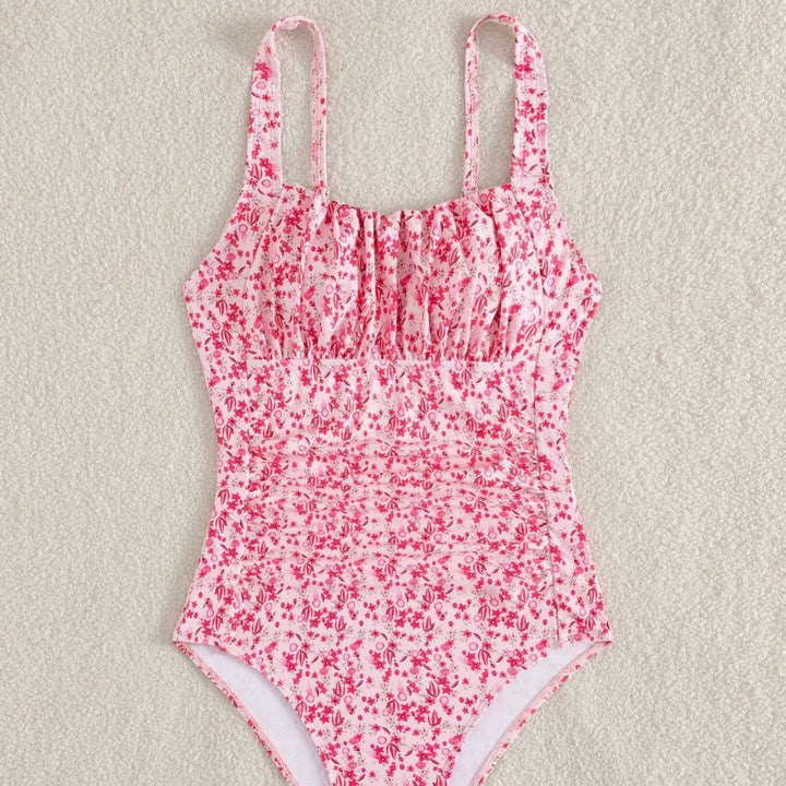 Damen Einteiliger Badeanzug mit floralem Rüschendesign Echo Archiv