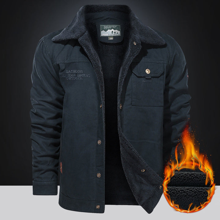 Herren nan gefütterte Canvas-Fieldjacke mit Teddyfutter, Brustklappe und Druckknopffront Echo Archiv