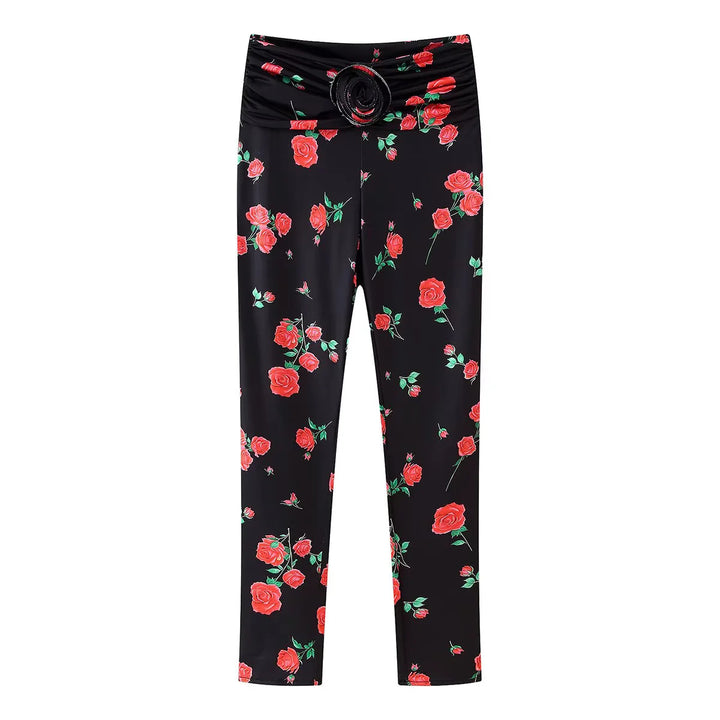 Damen taillierte Stretch-Leggings mit hohem Raffungbund und dekorativem Ringdetail – Avélisse