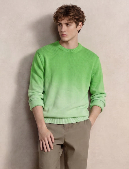 Herren Feinstrick-Pullover mit Dip-Dye-Effekt und Rundhalsausschnitt Echoarchiv