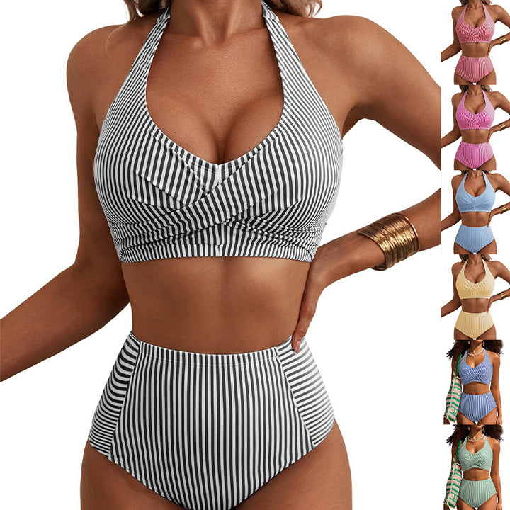 Damen Hochbundiger Streifen-Bikini Echo Archiv