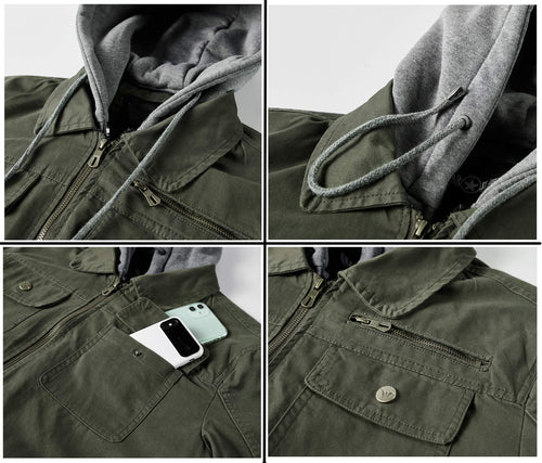 Herren vielseitige Übergangsjacke mit integrierter Kapuze und praktischen Taschen Echoarchiv
