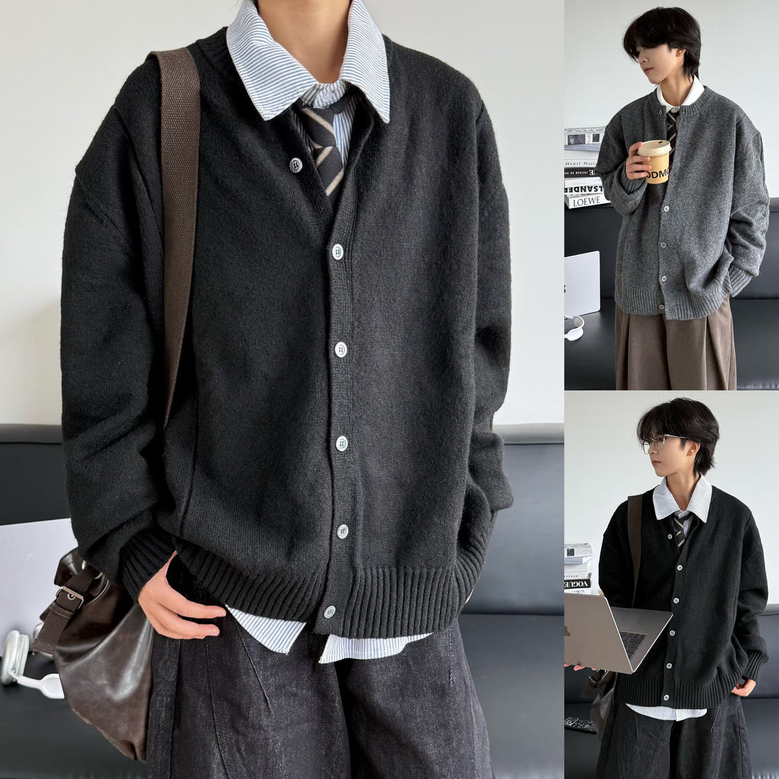 Damen Modischer Strick-Cardigan mit Rundknopfleiste Echoarchiv