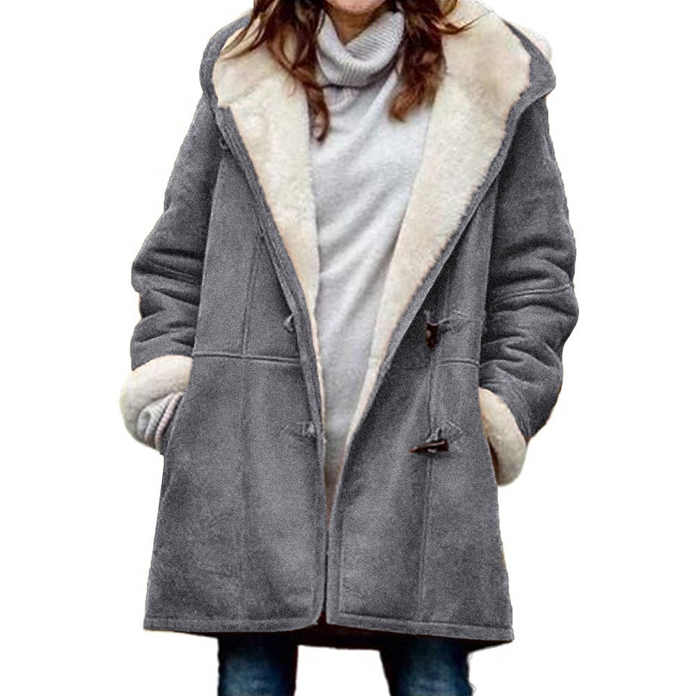 Damen Teddygefütterter Dufflecoat mit Kapuze, Kunstfell-Innenfutter und Knebelverschlüssen Echo Archiv