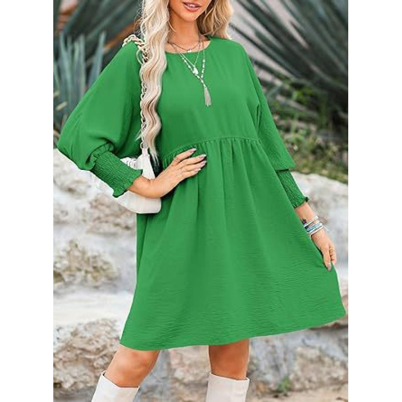 Damen Lockeres Babydoll-Kleid mit Ballonärmeln und geraffter Taille Echo Archiv
