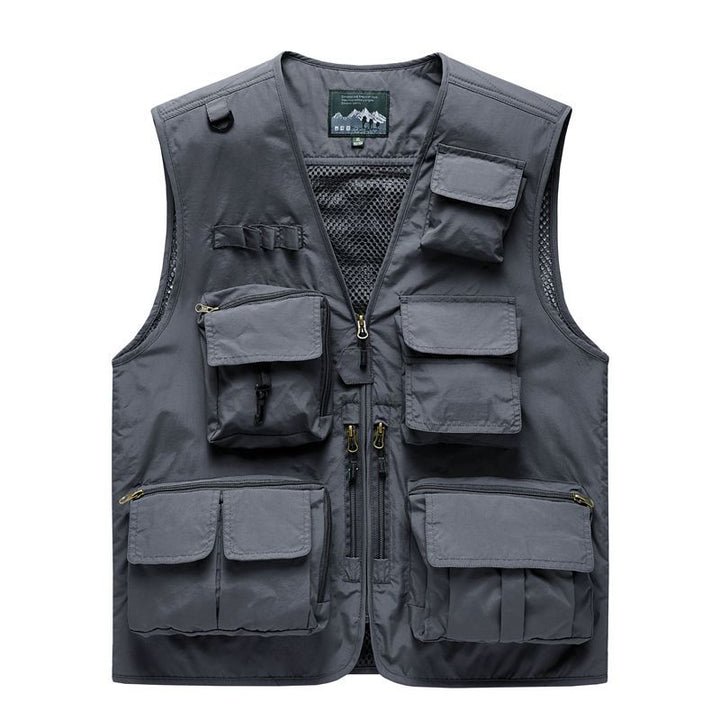 Herren Outdoor-Mehrfachtaschenweste im Anglerstil mit luftiger Mesh‑Rückenpartie und Schnellzugriffstaschen – Marzano