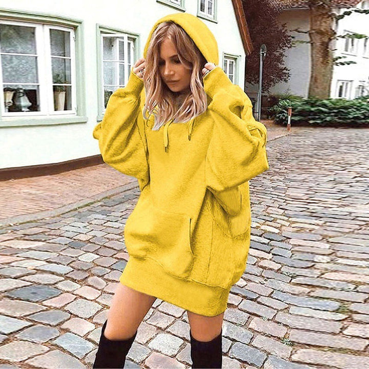 Damen Oversize Kapuzenkleid mit Kängurutasche Echoarchiv