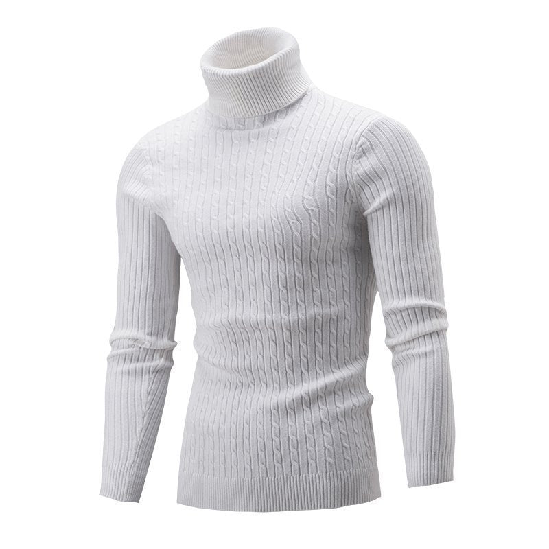 Herren nan gerippter Rollkragenpullover mit Zopfmuster und körpernaher Slim-Fit-Silhouette Echo Archiv