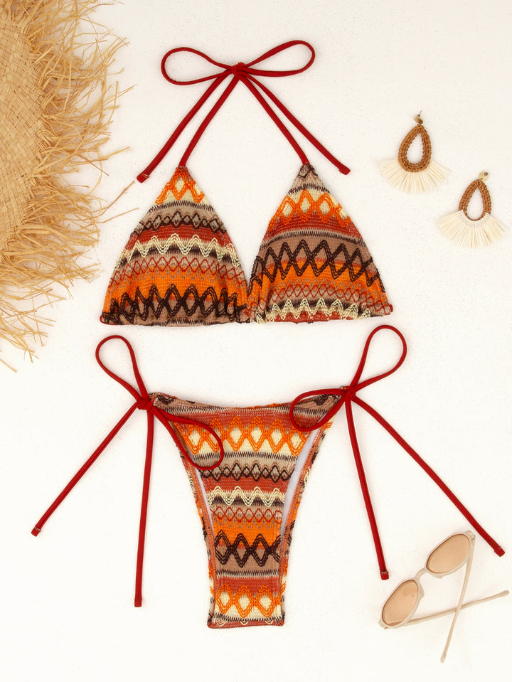Damen Triangel-Bikini mit fröhlichem Muster und verstellbaren Bändern Echo Archiv