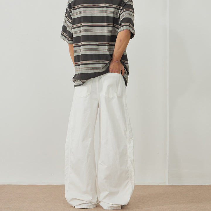 Herren Extraweite Baggy-Hose aus leichtem Baumwoll-Twill mit Tunnelzugsaum und Teilungsnähten Echo Archiv