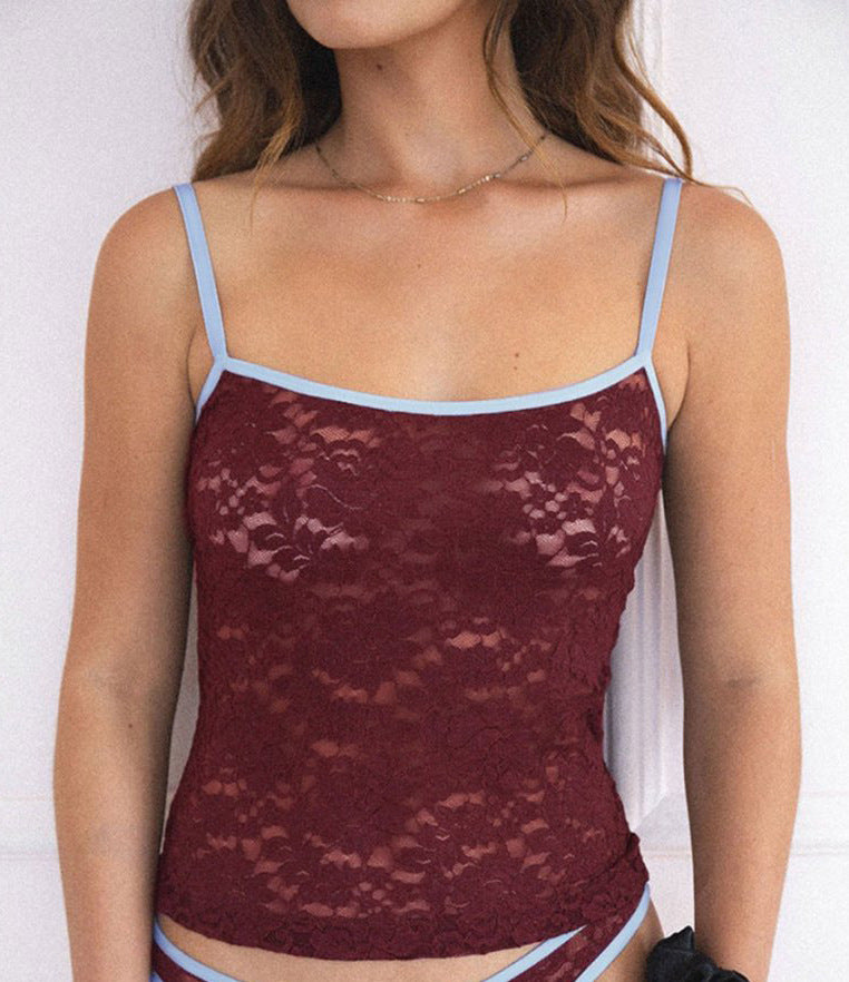 Damen Spitzentop mit kontrastierenden Trägern Echo Archiv